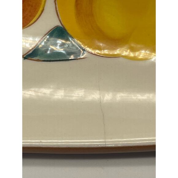 Stangl Pottery Vintage Pair of Ceramic Clay Curved Footed Platers Fruit Pattern - Picture 7 of 8